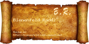 Bienenfeld Radó névjegykártya